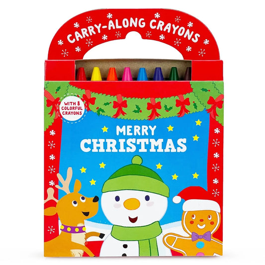 christmas themed coloring book with crayons