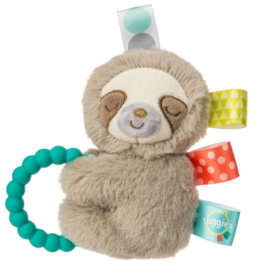 Multi-colored sloth plush teether toy