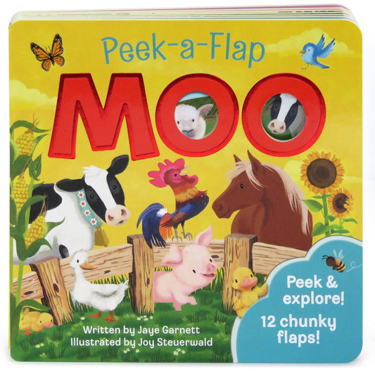 peek-a-flap book called Moo about farm animals