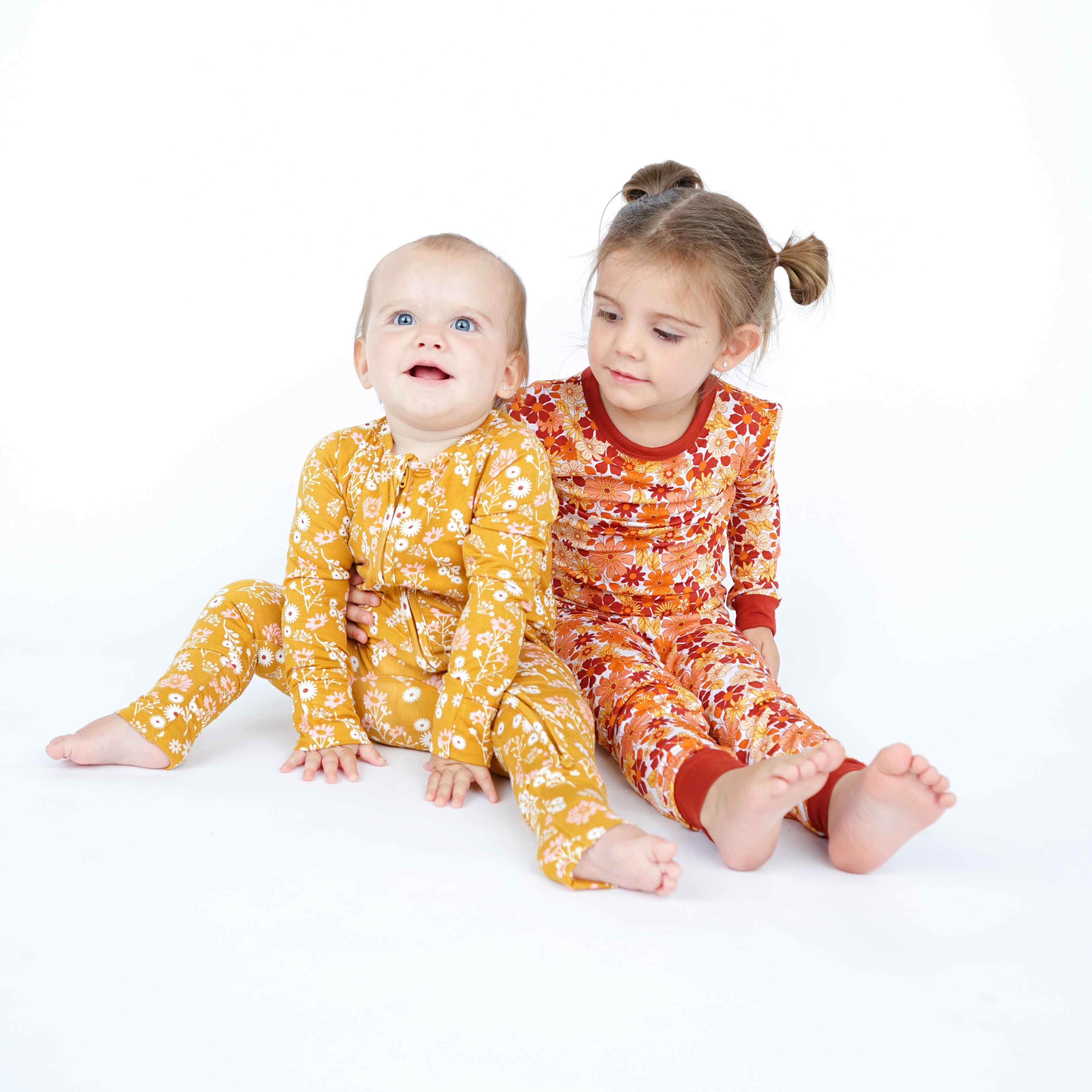 Mustard Floral Bamboo Baby Pajama Convertible Zippy Pajamas