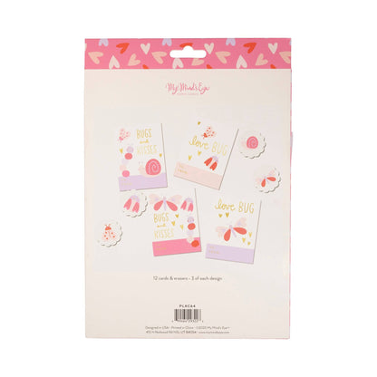 Packaging of greeting cards with decorative designs on a white background