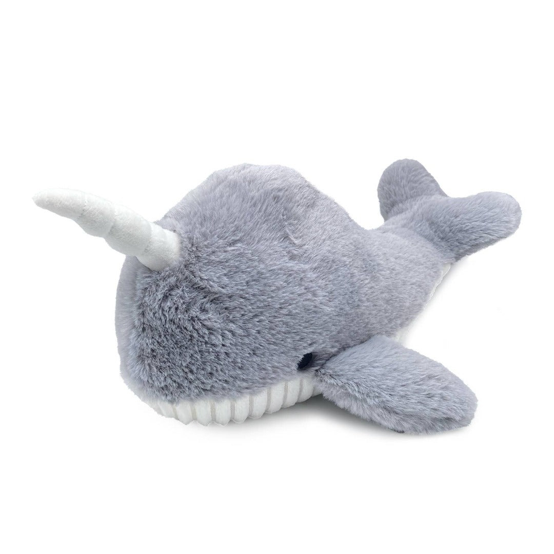 gray and white Narwhal warmie