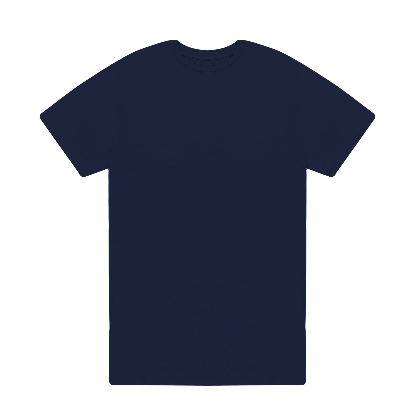 Plain navy blue t-shirt on a white background