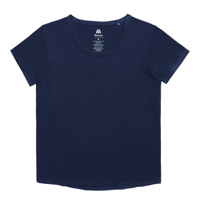 Navy blue t-shirt on a white background