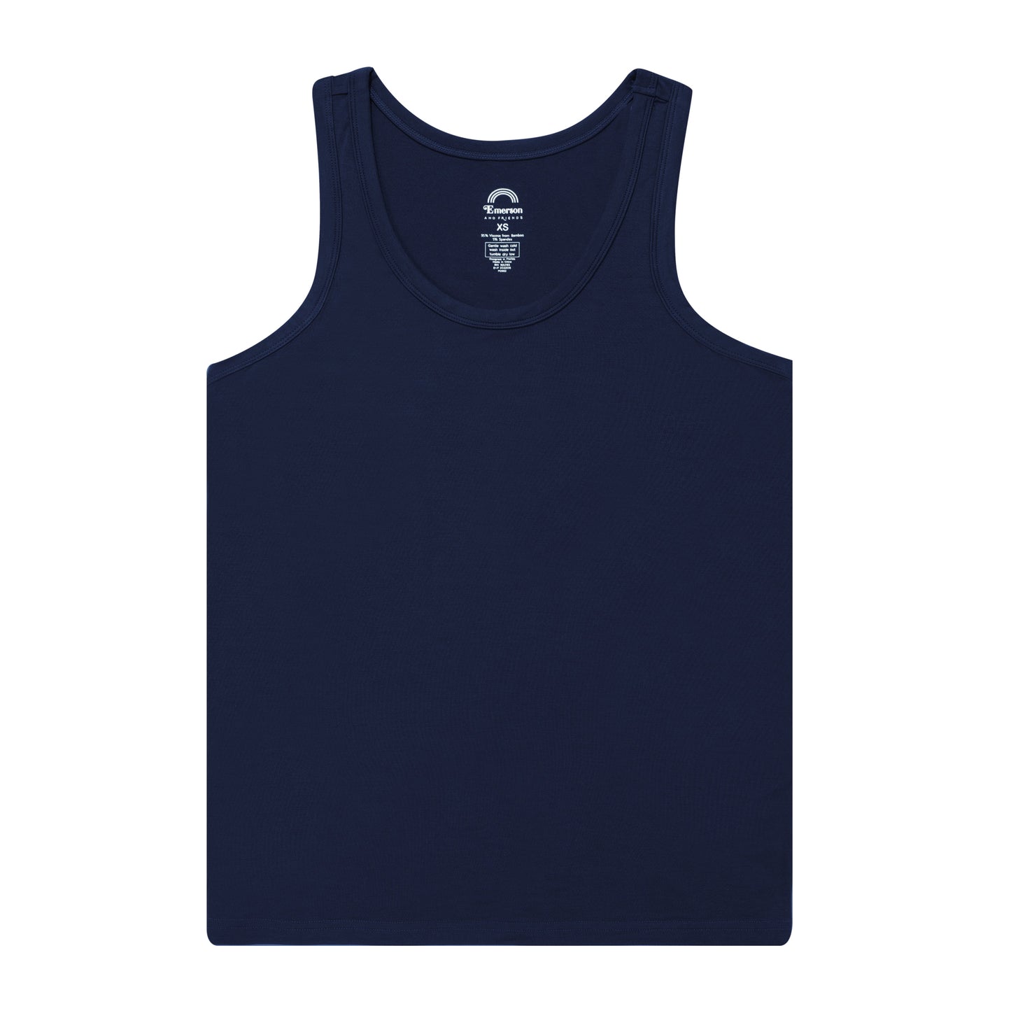 Navy blue tank top on a white background