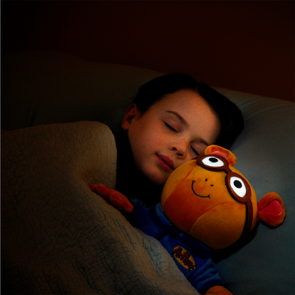 Arthur stuffed toy wearing his blue pajamas and he has eyes that light up