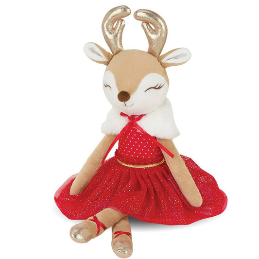 reindeer plush in a red dress