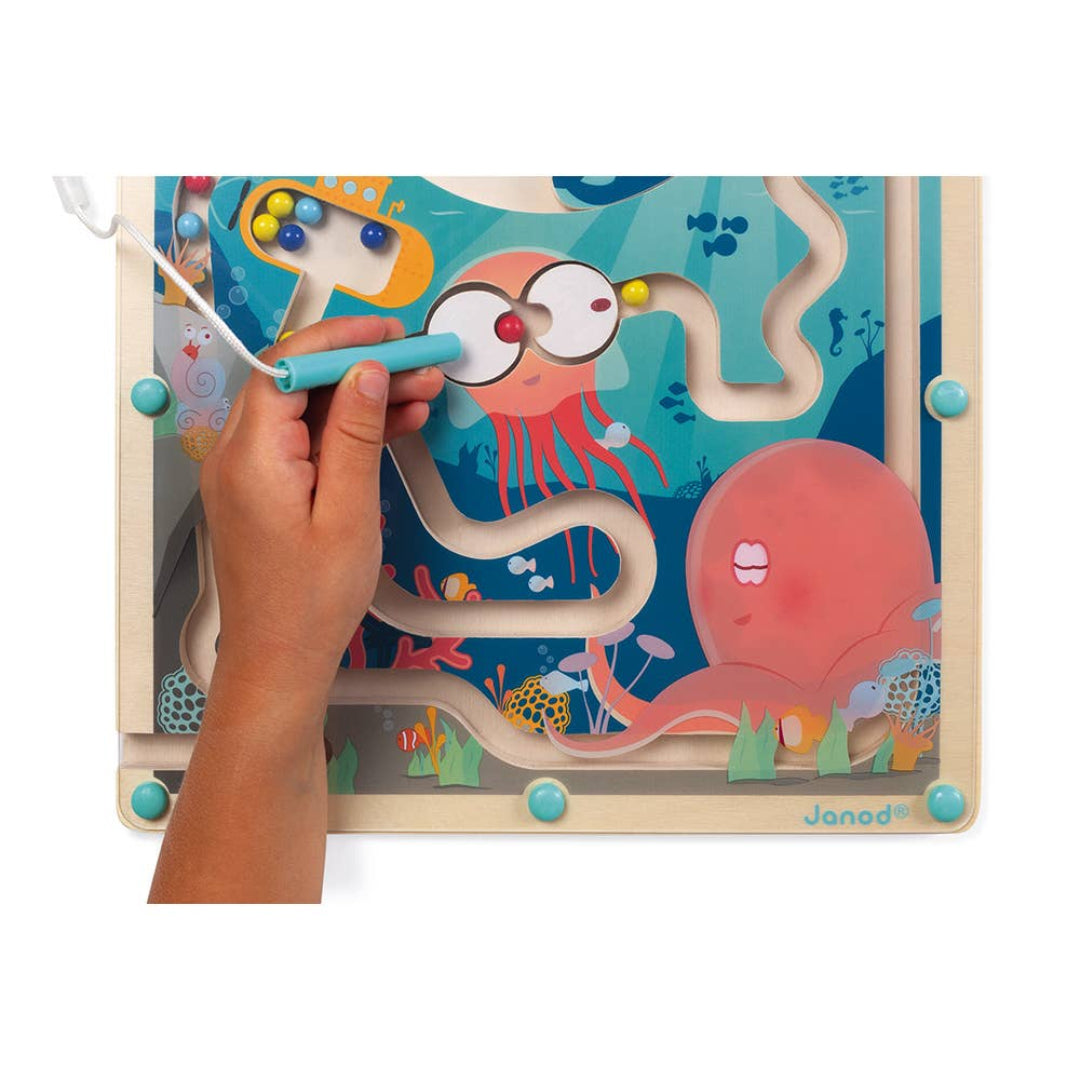 ocean themed wooden maze puzzle for kids