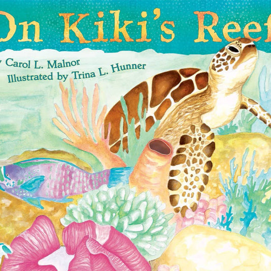 a book with a sea turtle in a coral reef on the cover