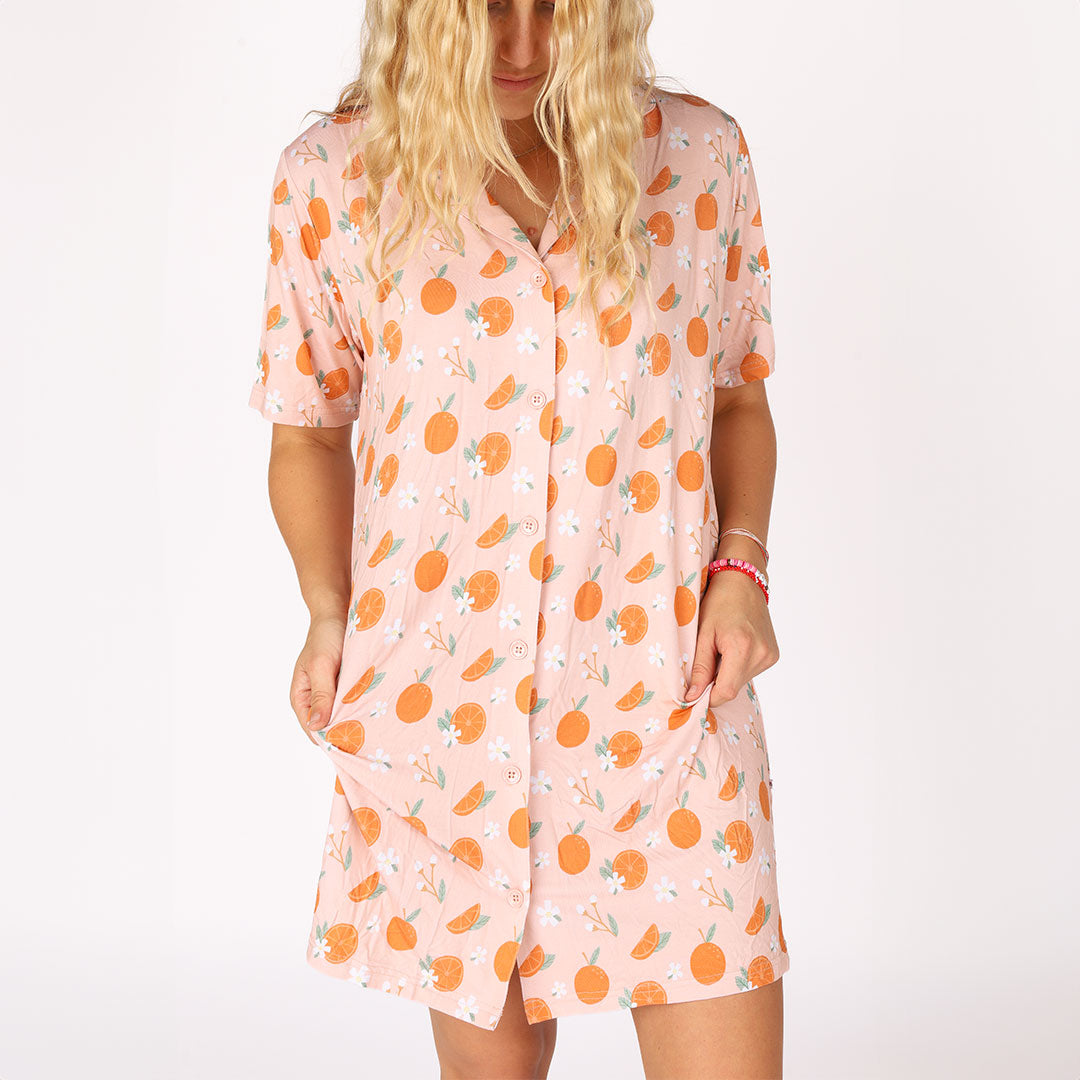Freshly Squeezed Womens Bamboo Button Down Nightgown