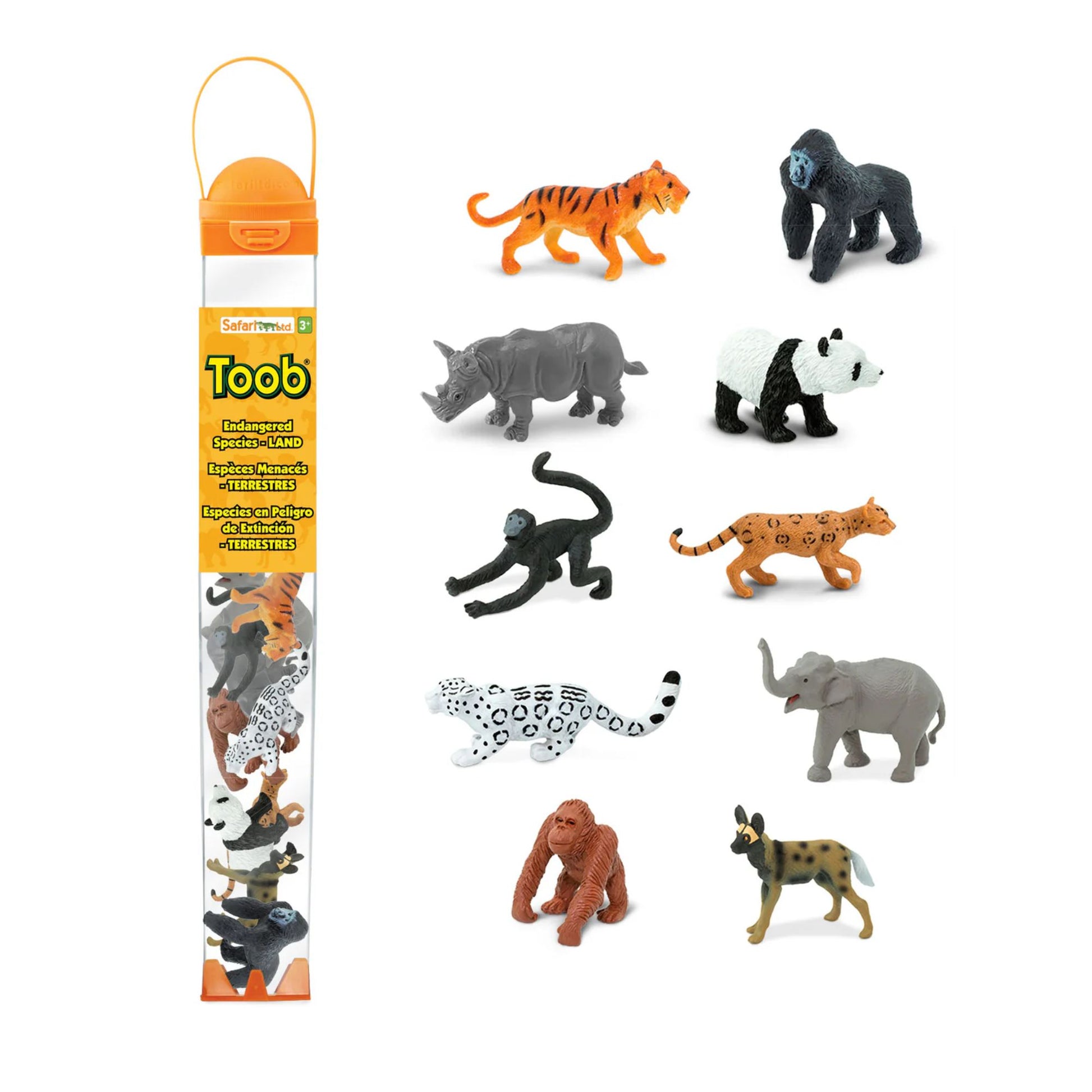 Toob toy set with animal figures and packaging on a white background