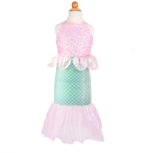 pink and green mermaid dress up dress