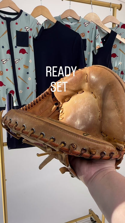 Play Ball Baseball Bamboo Convertible Footie Romper