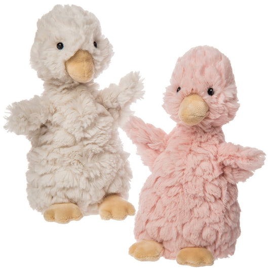 white and pink duckling plush