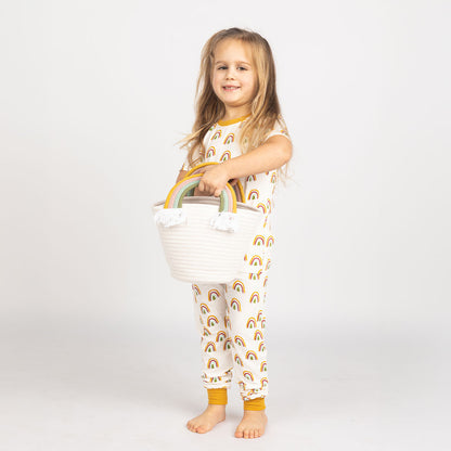 Lucy's Room Rainbow Handled Rope Basket