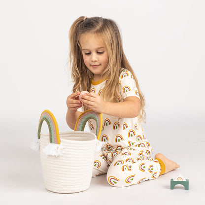 Lucy's Room Rainbow Handled Rope Basket