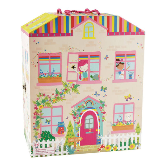 fairy playhouse with animals and girl with wand