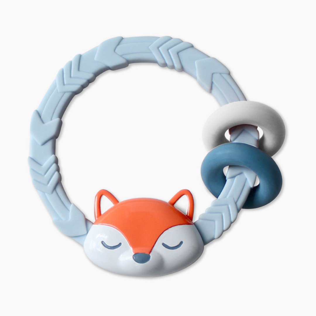 fox teether toy with rattle