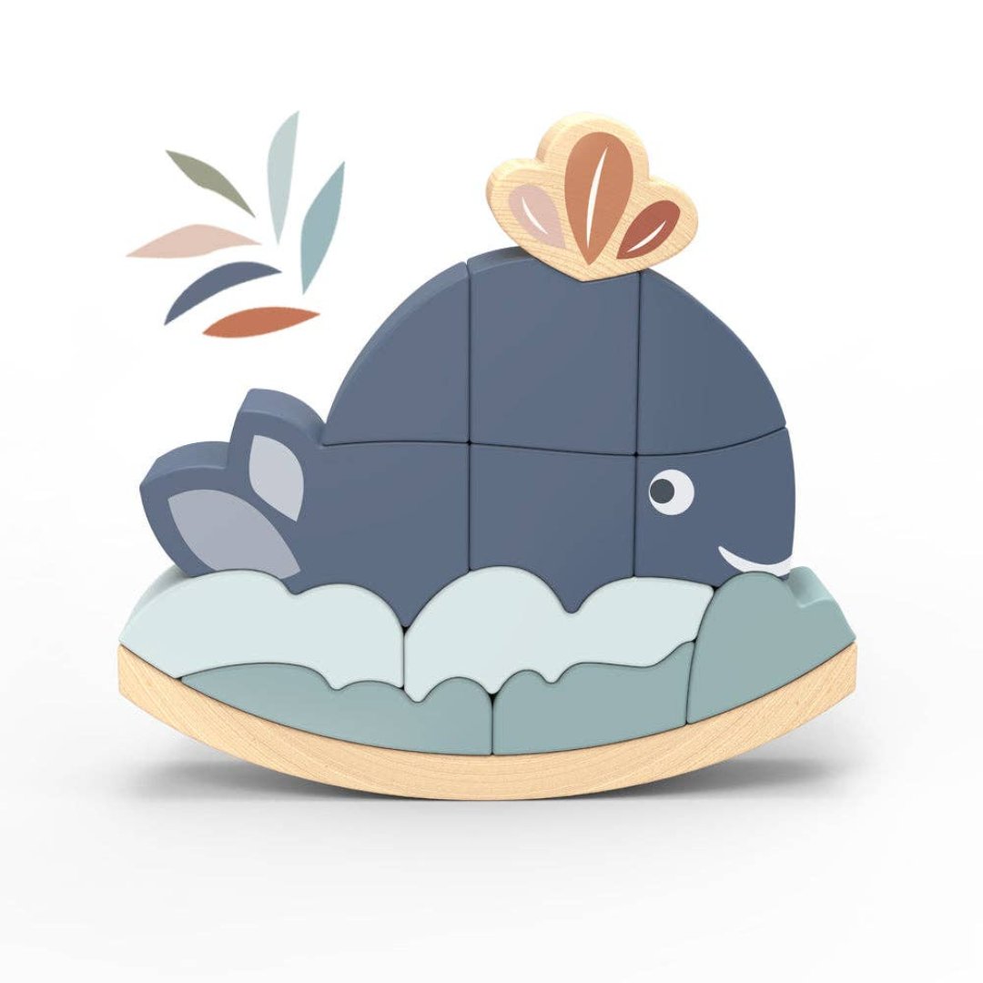 whale themed stacking game