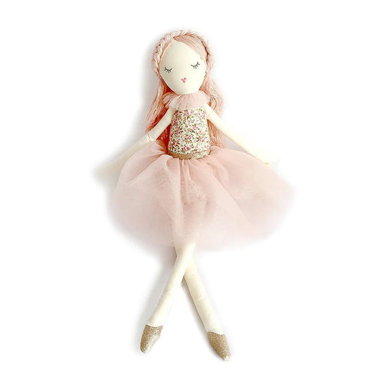 pretty stuffed doll wearing a pink leotard and is scented like roses