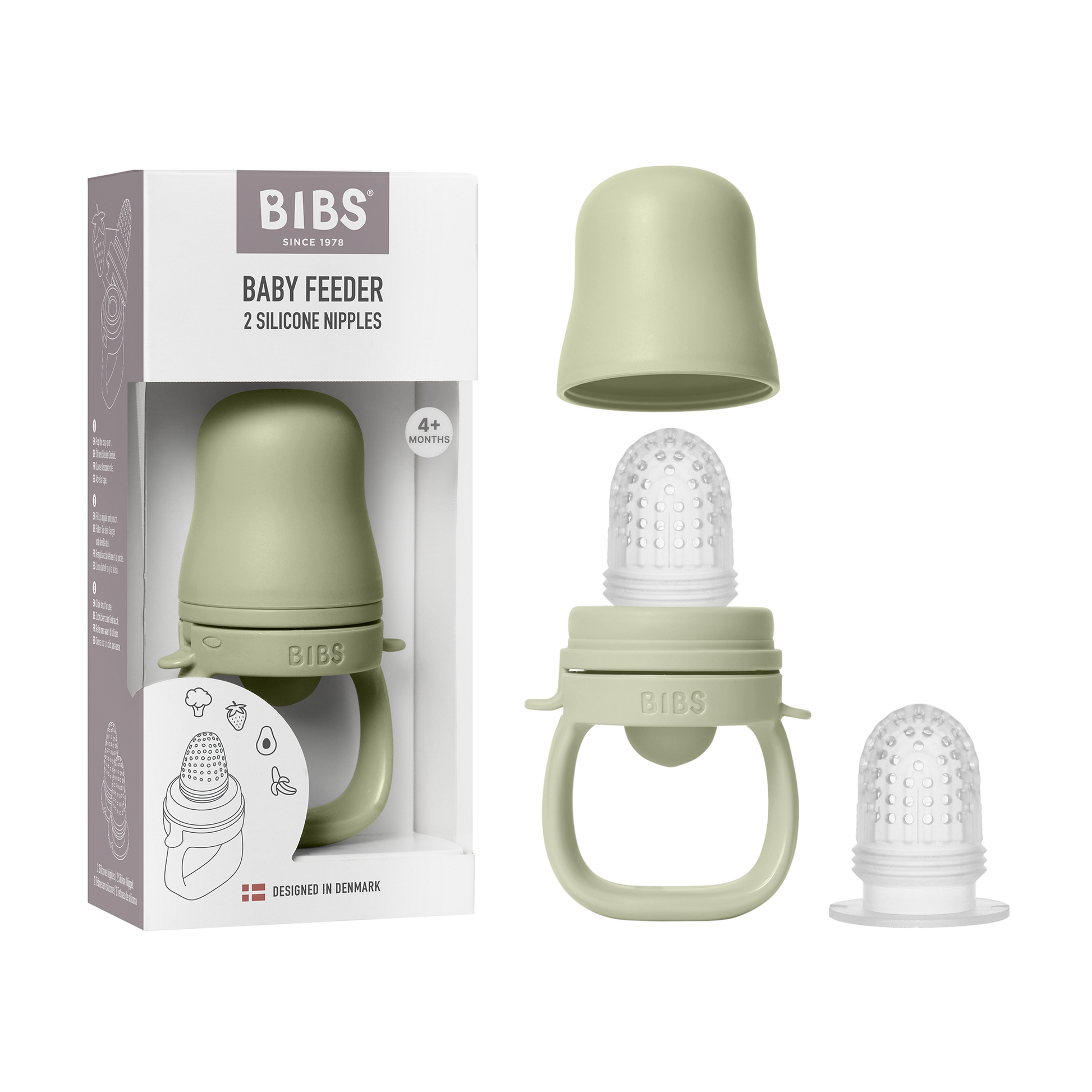 Bibs baby feeder with packaging on a white background