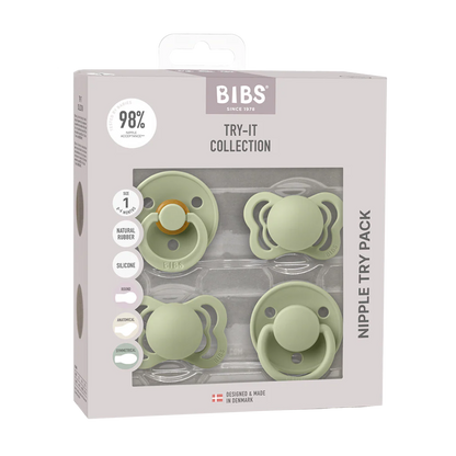 pack of 4 sage pacifiers