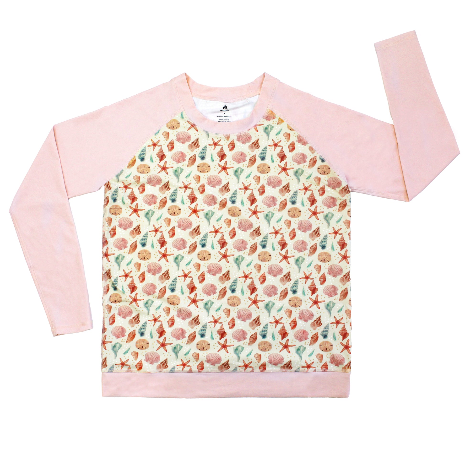 Pink sweatshirt with a floral pattern on a white background