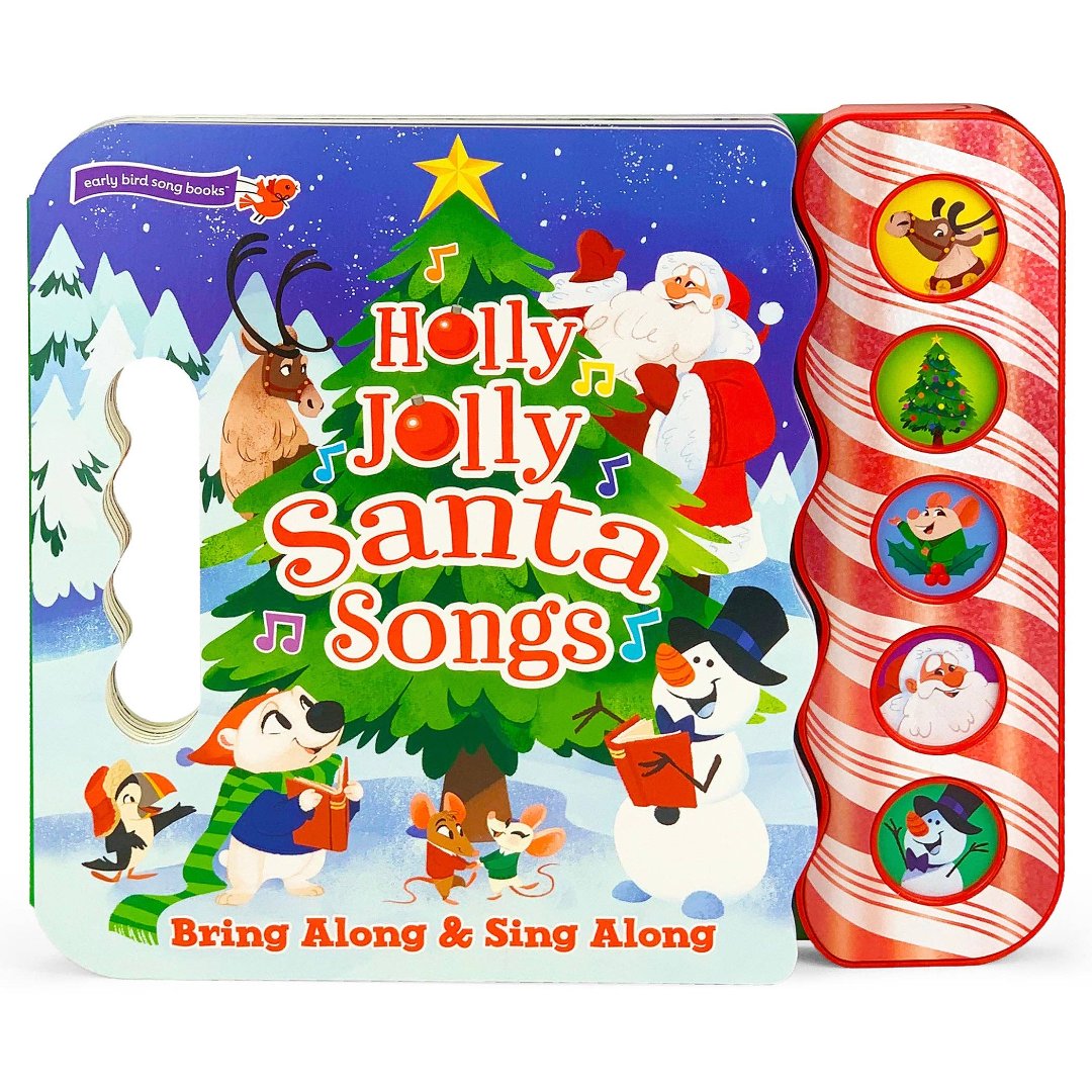 book cover with north pole animals singing around a tree