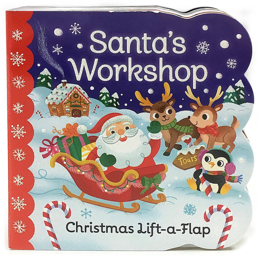 santas workshop christmas lift-a-flap board book cover