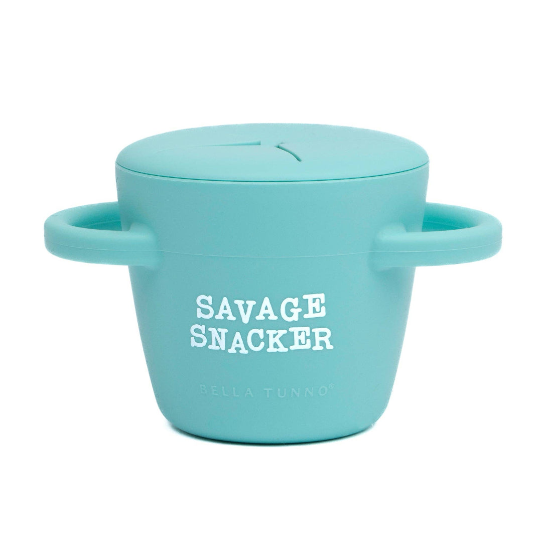blue snack cup that says savage snacker