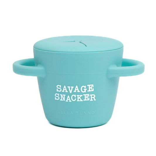 blue snack cup that says savage snacker
