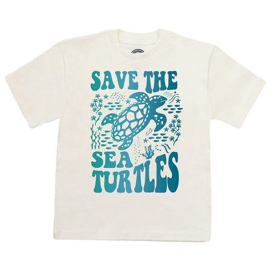 Save the Sea Turtle toddler tee made of 100% cotton by Emerson and Friends.