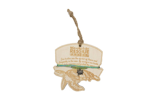Sea Turtle Threaded Charm Bracelet and Wood Ornament