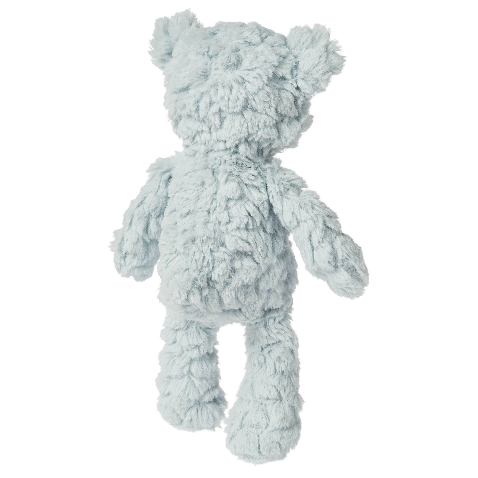 Light blue plush toy on a white background