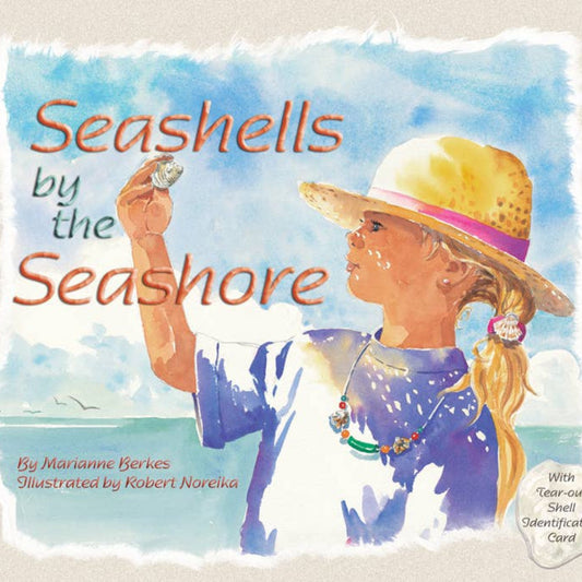 little girl at the beach holding a seashell on a book cover