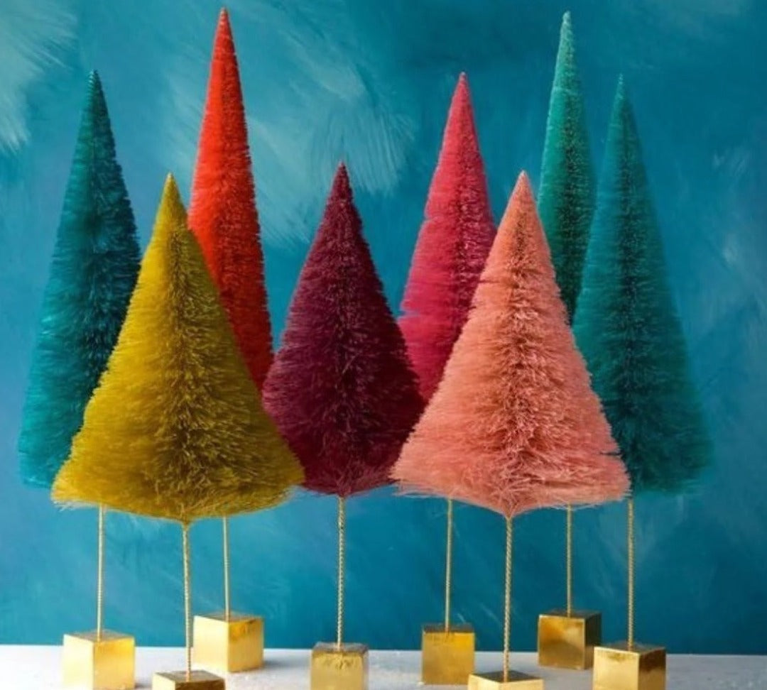 *FINAL SALE* Large Colorful Forest Sisal Tree Christmas Holiday Decoration (Sold Separately)