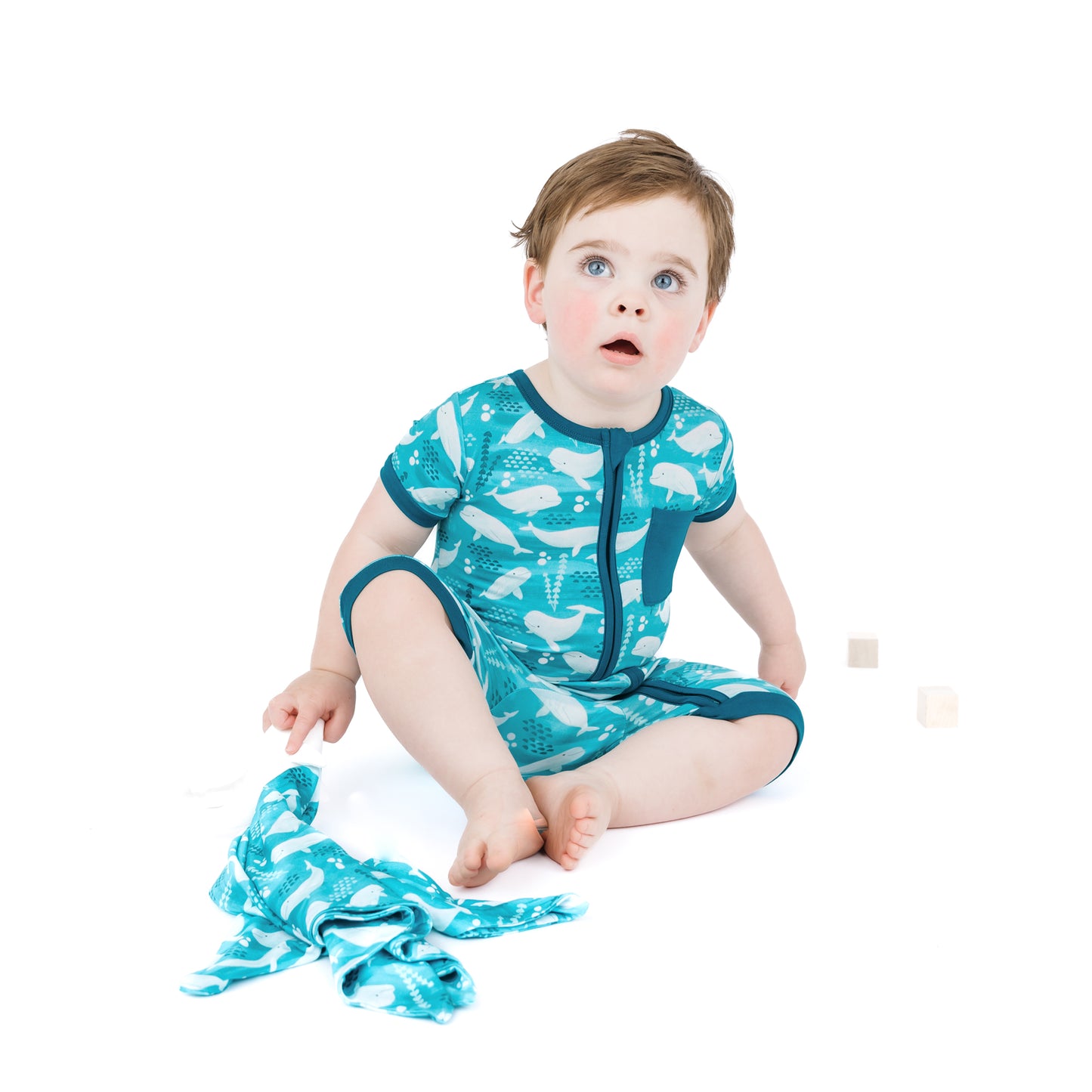 Beluga Whale Bamboo Baby Shortie Romper
