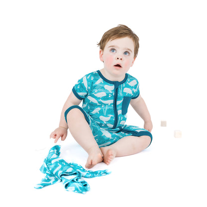 Beluga Whale Bamboo Baby Shortie Romper
