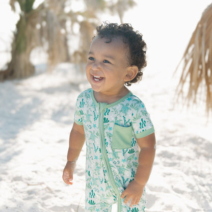 Save the Sea Turtles Bamboo Baby Shortie Romper
