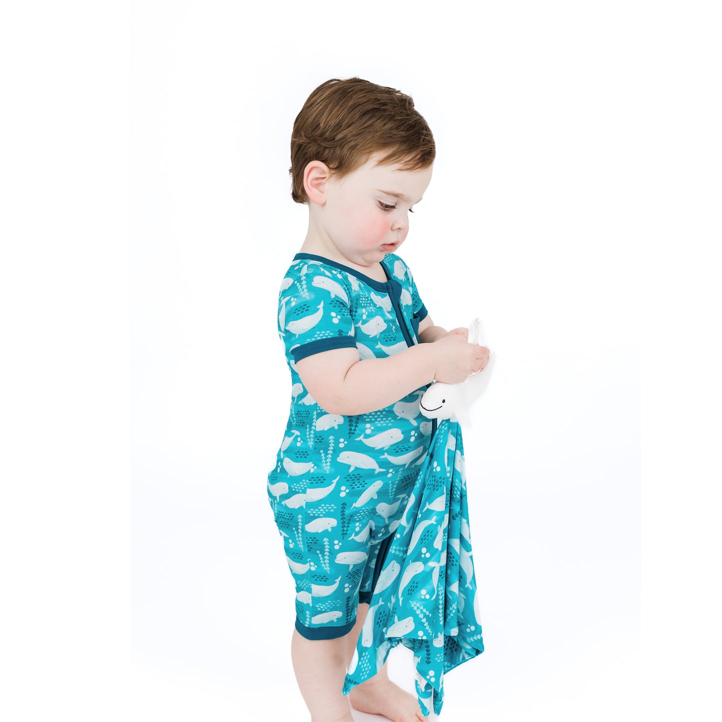 Beluga Whale Bamboo Baby Shortie Romper