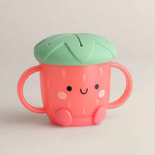 Kids snack cup shaped like a strawberry