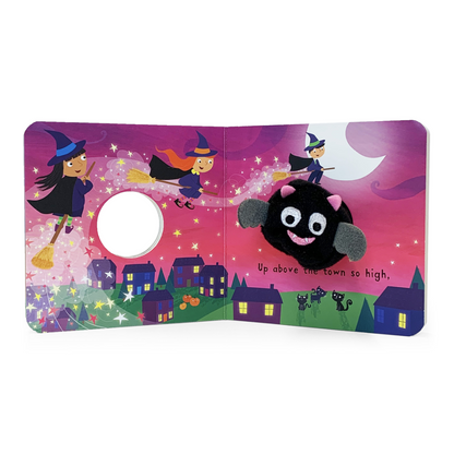 witches flying through the sky next to the bat