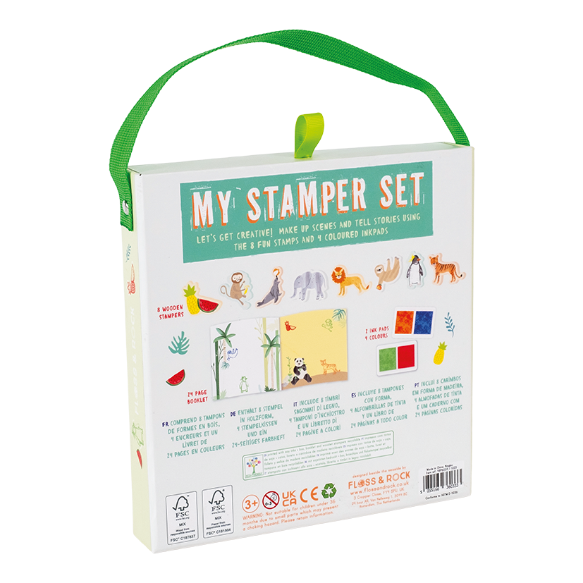 Box of 'My Stamper Set' with illustrations and text on a white background