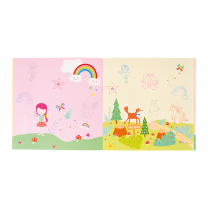 Two children's posters with fairy and forest designs on a white background.