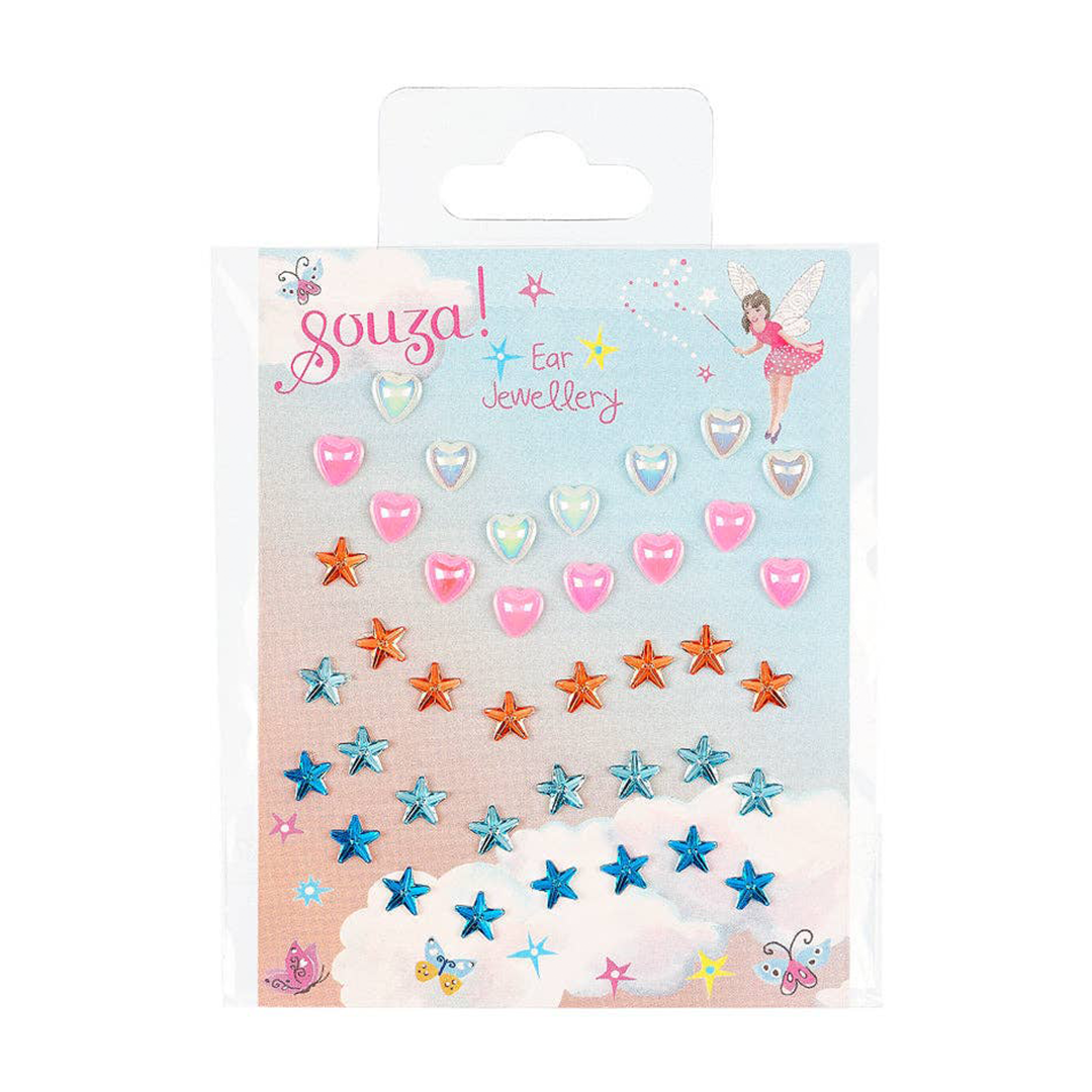 orange, blue, pink,white stars and heart stickers