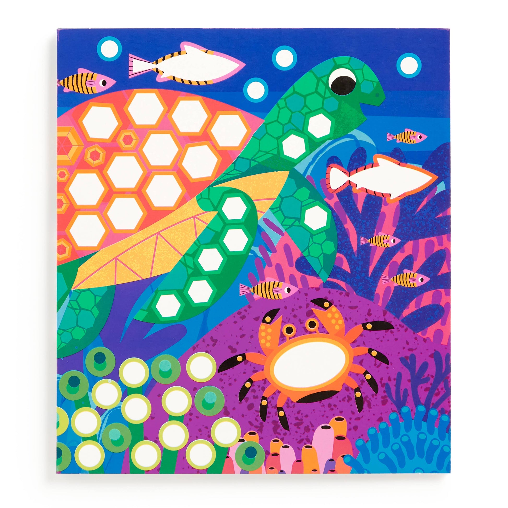 Colorful children's activity book with sea creatures on a blue background