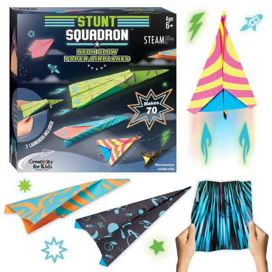 Neon Glow paper airplanes makes 70