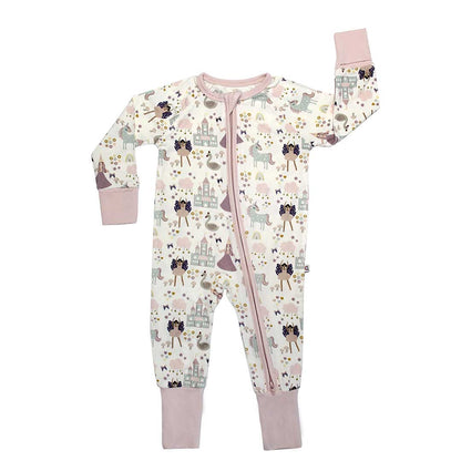 the "once upon a time" convertible. the "once upon a time" print is a mix of pinks, purples, whites, blues, and yellows. you can see fairy princess and regular princess, unicorns, swans, and castles. theres also hearts, stars and sparkles scattered around the print. 