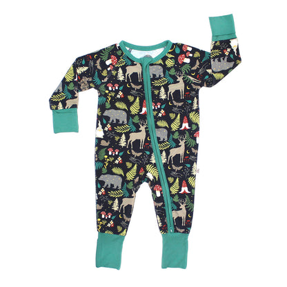 the "night forest" convertible. the "night forest" print is a night time themed design. you can see an array of forest animals ranging from, deer, bears, bunnies, birds, forest trees and leaves, flowers, and mushrooms. there are also starts and moons scattered around to enhance the night time atmosphere. 