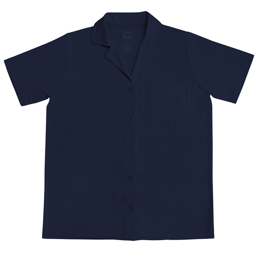 the "navy blue" women's bamboo button down top. 